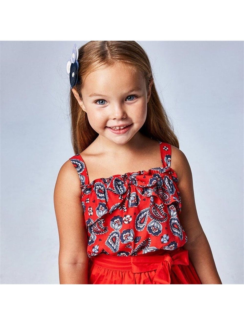 Size 8 Girls Mayoral Red and Blue Kids Blouse